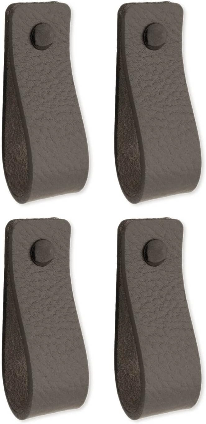 Brute Strength - Ledergriffe für Möbel - Dunkelgrau - 12 Stück - 16,5 x 2,5 cm - Schrankgriff, Türgr