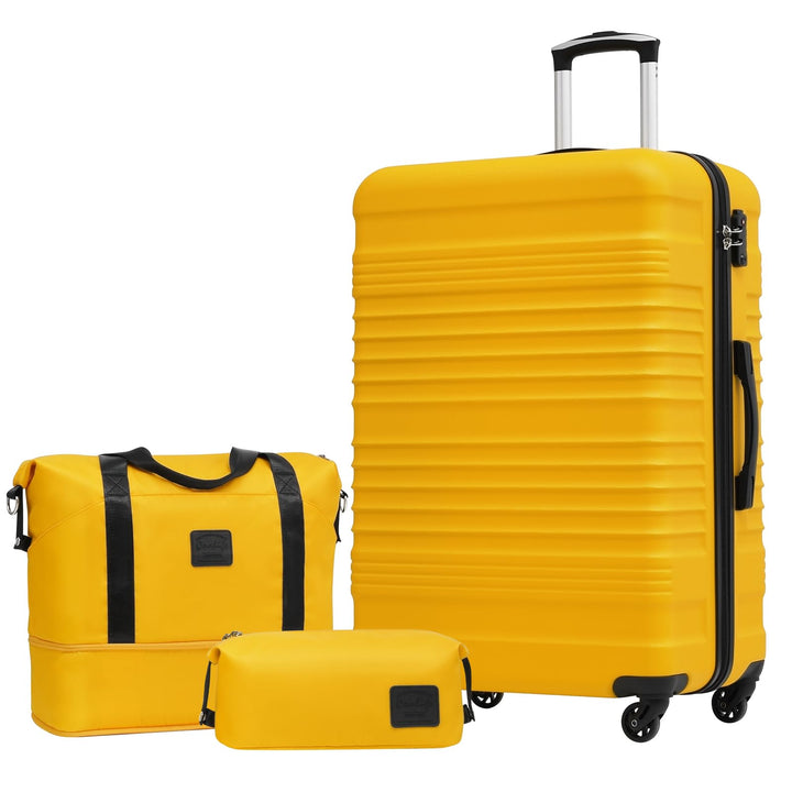 COOLIFE Koffer Set 3 Teilig: Luggage Set Gross 28‘’ + Reisetasche & Kulturtasche | ABS Hartschale, 3