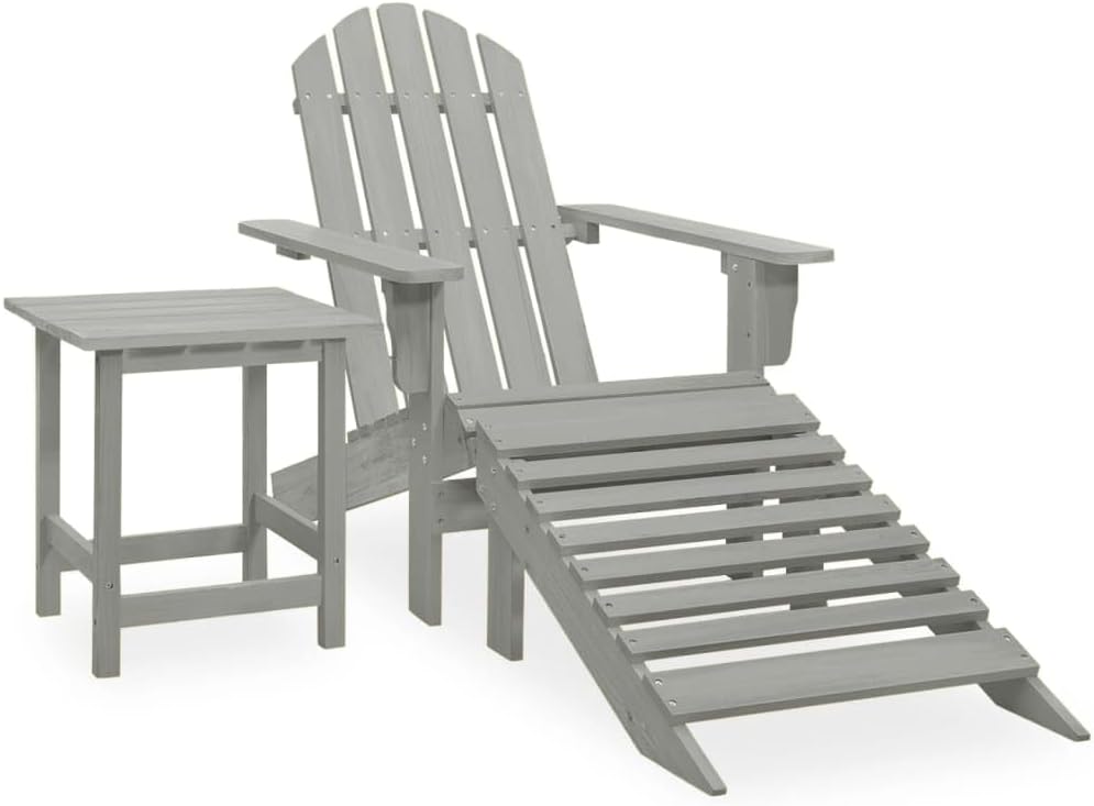 vidaXL Tannenholz Massiv Adirondack Gartenstuhl mit Fussstütze Tisch Deckchair Liegestuhl Gartenmöbe