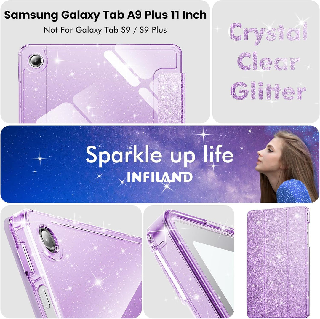 INFILAND Hülle für Samsung Galaxy Tab A11+/A9+11 Zoll (2023/2025),Glitzernde Schutzhülle mit funkeln