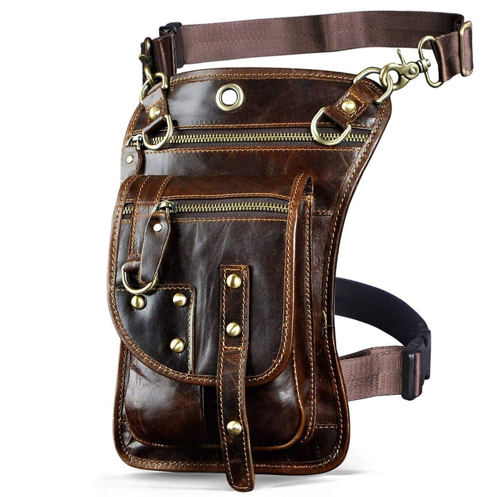 Le'aokuu Herren Echtes Leder Tasche Hüfttasche Gürteltasche Drop Leg Thigh Bag Hip Fanny Bum Belt We