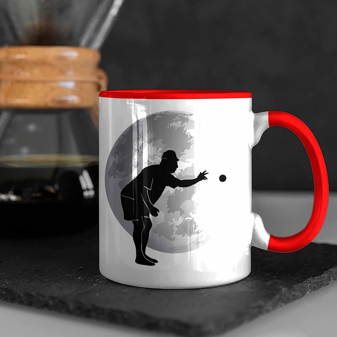 Trendation - Boule Tasse Geschenk Boule-Spieler Geschenkidee Grafik Mond Boule (Rot), Rot