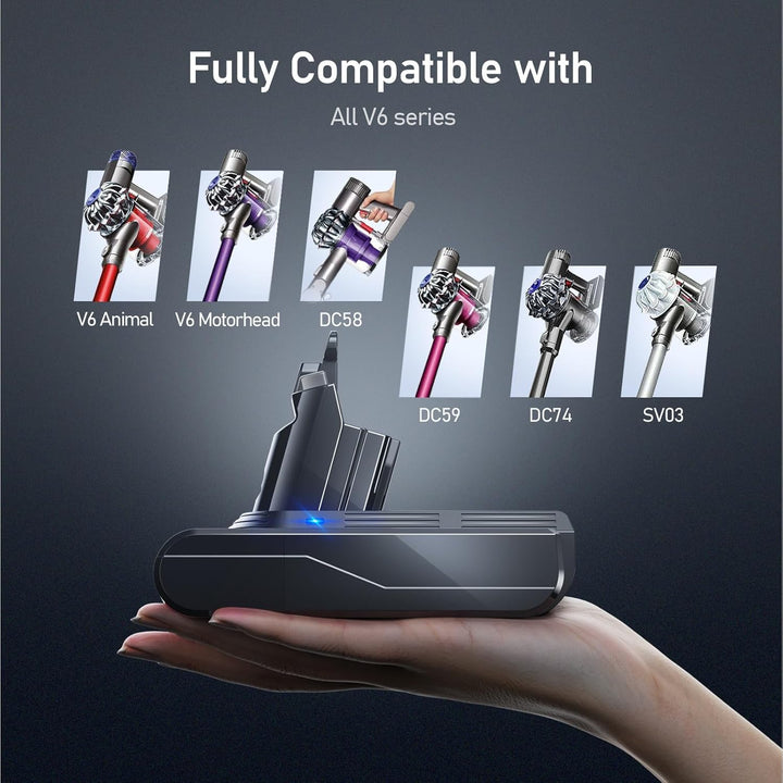 V6 6500mAh Akku für Dyson V6 DC62, Ersatzakku für Dyson DC58 DC59 DC61 Animal DC72 DC74 SV03 SV05 SV