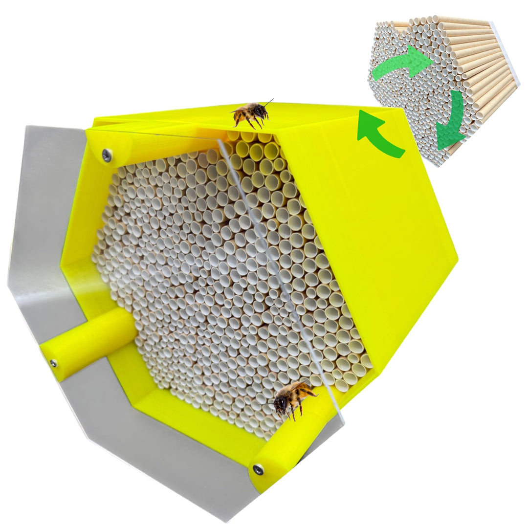 Wildbienen-Nisthilfe – absolut haltbar & wetterfest. Insektenhotel mit 600 Nisthülsen. Hochwertiges