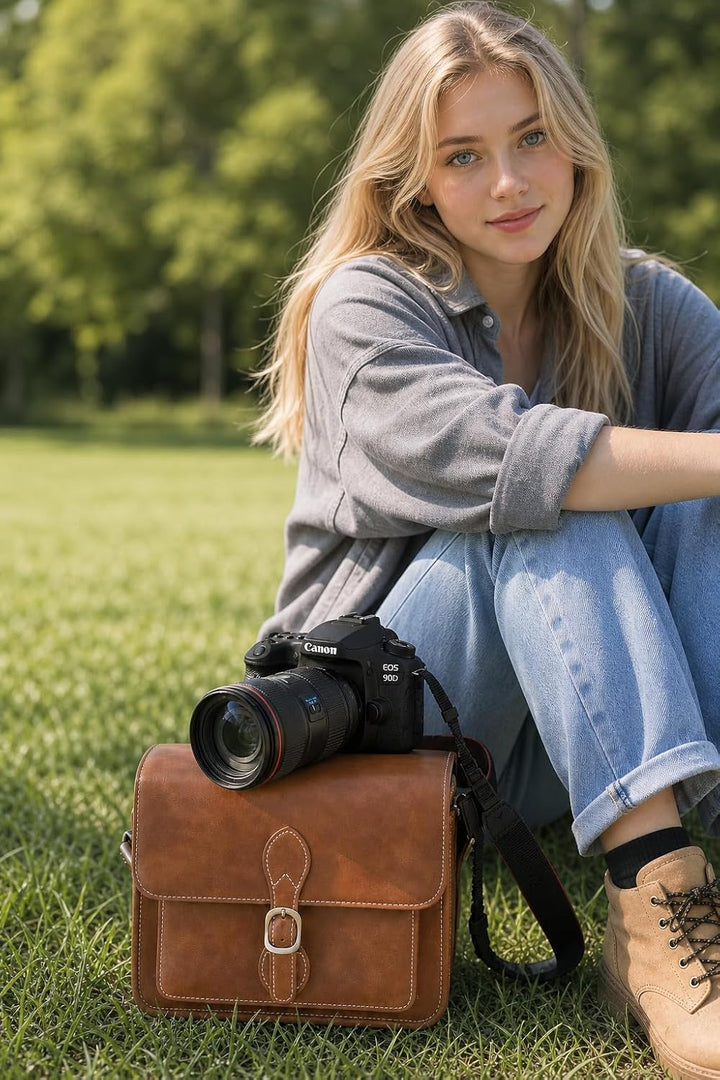 Cwatcun Kameratasche Kamera Umhängetasche Kompaktkamera Tasche Wasserdicht Retro Kompatibel für Cano