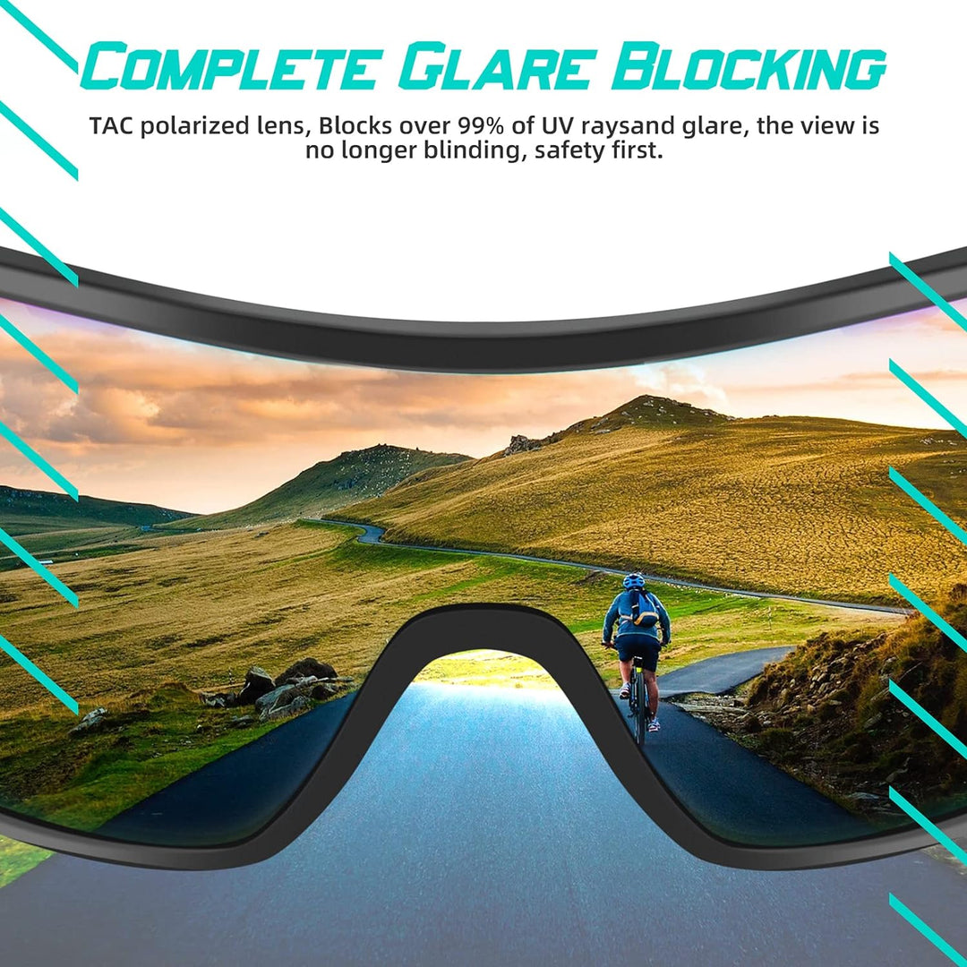 SAWUTPV Fahrradbrille Winddicht Herren Damen TR90 Rahmen Polarisiert Radfahren Ganzer Rahmen MTB Spo
