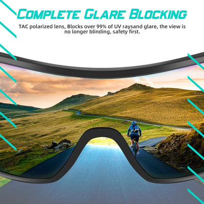 SAWUTPV Fahrradbrille Winddicht Herren Damen TR90 Rahmen Polarisiert Radfahren Ganzer Rahmen MTB Spo