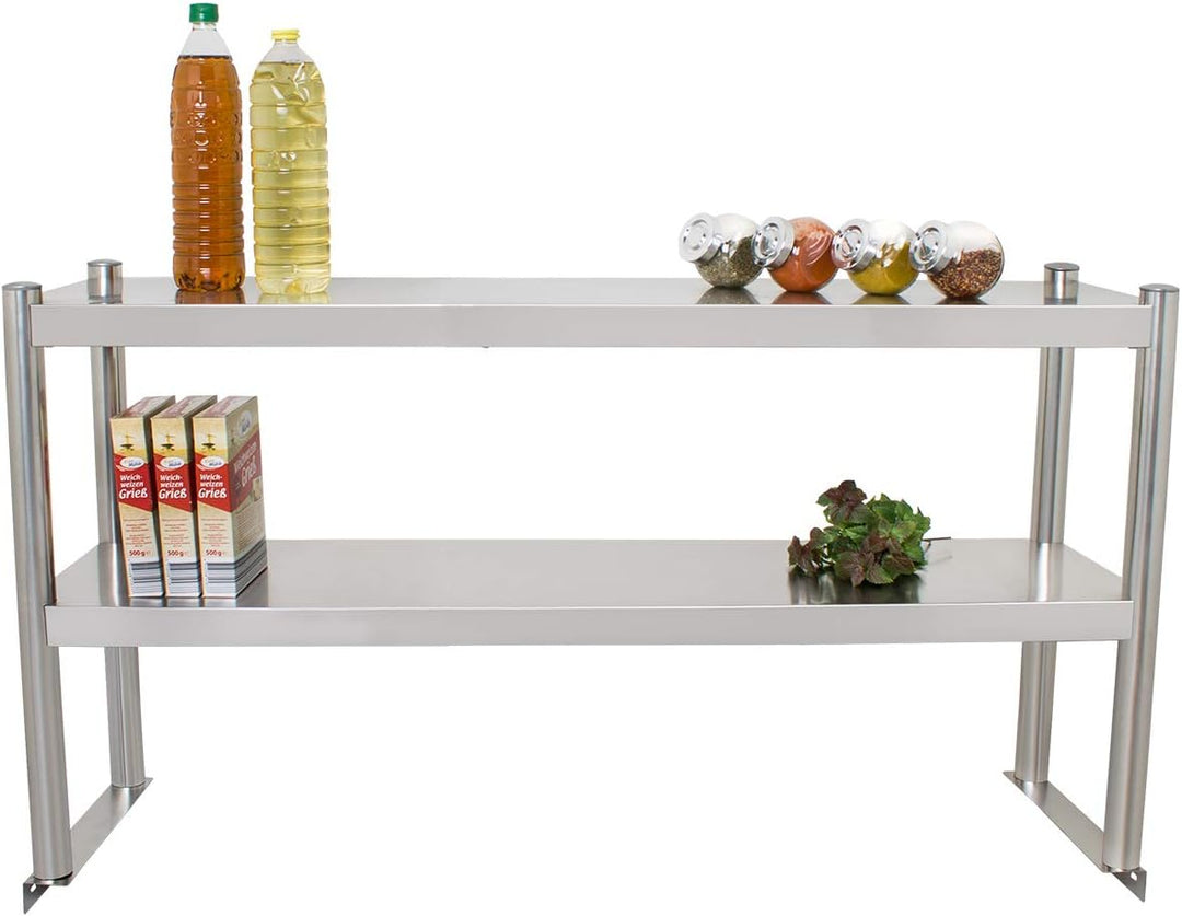 Beeketal 'BTA-100' Küchen Arbeitstisch Aufsatzboard 100 cm aus Edelstahl mit 2 Ablageflächern (Tragk