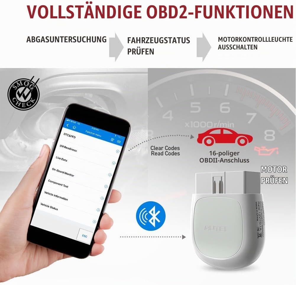 Autel Bluetooth obd2 AP200,Fehlercode von alle System auslesen,Reset für Öl SAS EPB DPF BMS usw, OBD