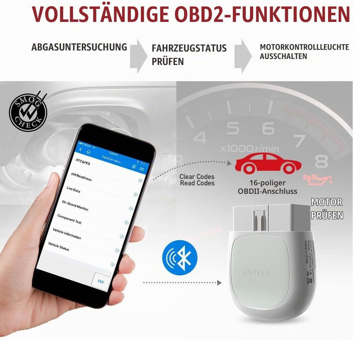 Autel Bluetooth obd2 AP200,Fehlercode von alle System auslesen,Reset für Öl SAS EPB DPF BMS usw, OBD