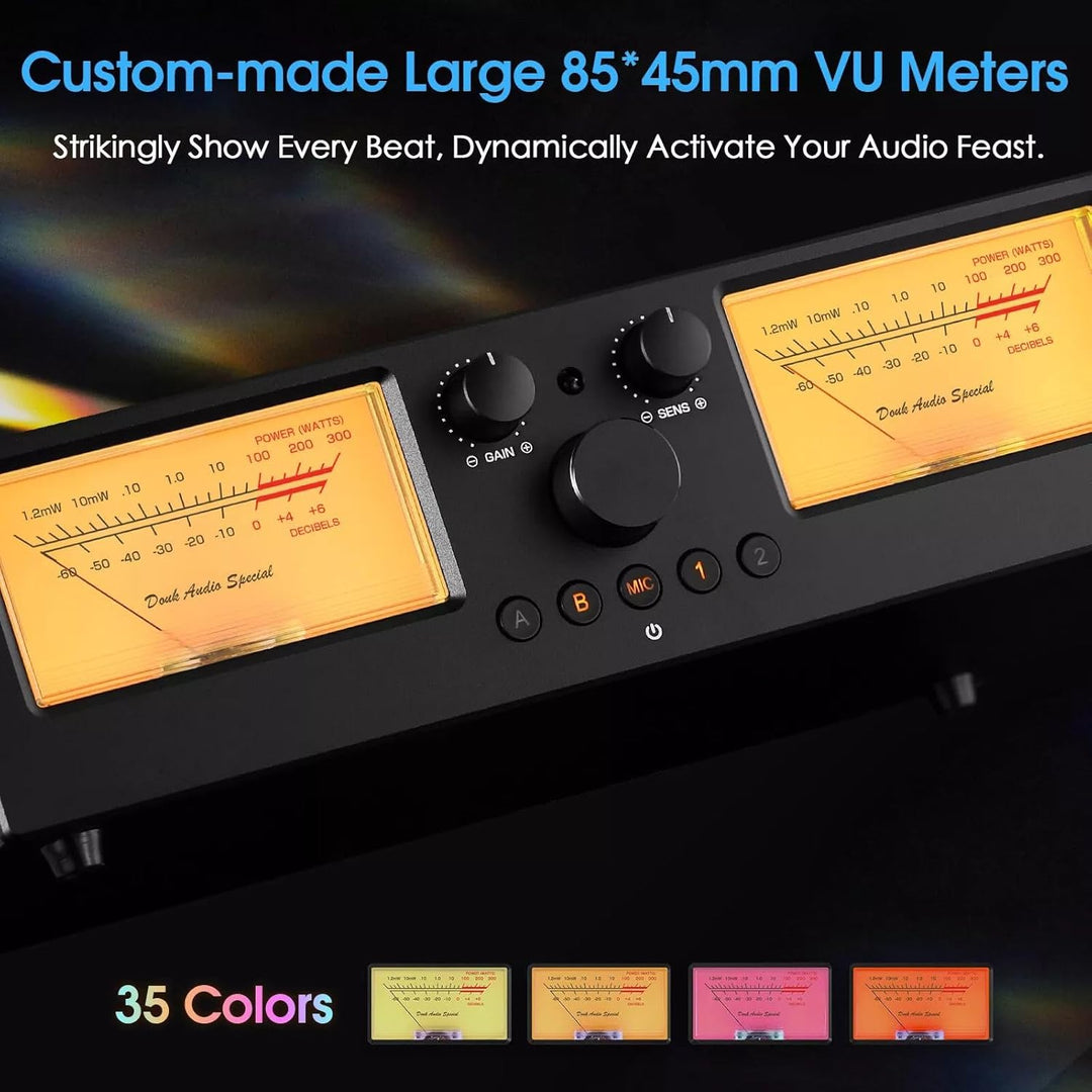 DoukAudio VU3PRO Duales Analoges VU-Meter, 2-Wege Verstärkerschalter, Lautsprecherauswahl, Verstärke
