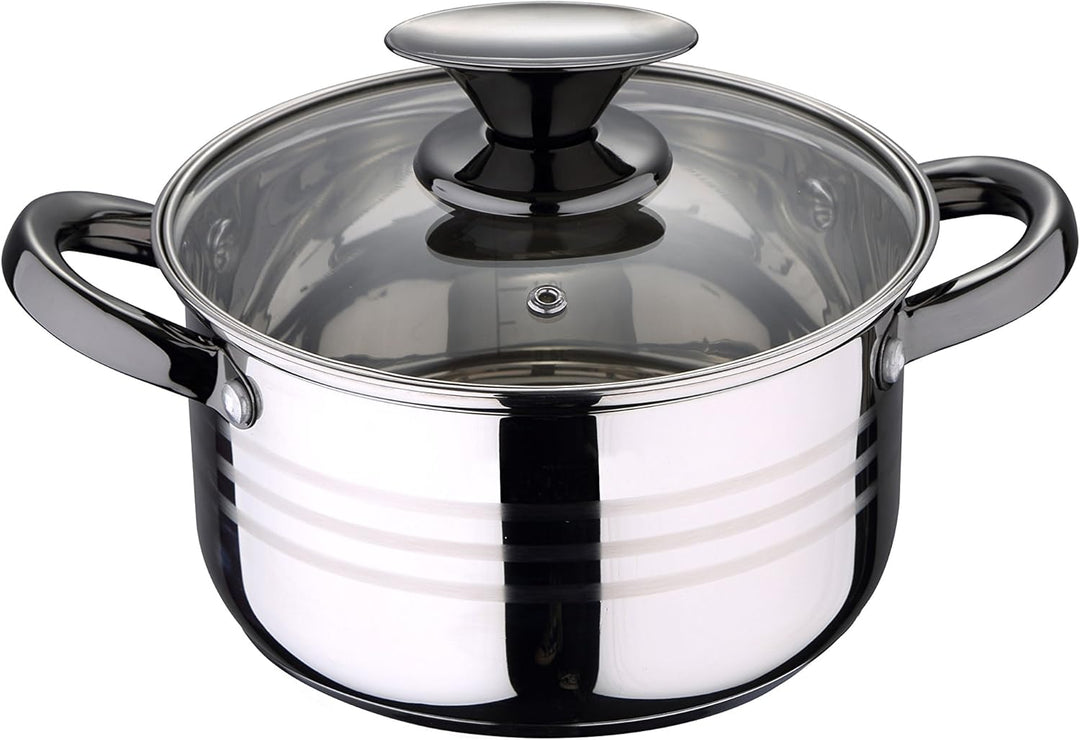 Set, 8 Teile, Edelstahl, mit Glasdeckeln, geeignet für Induktion, Kollektion Altea, Durchmesser: 16