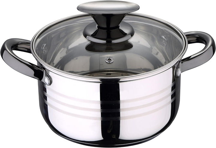 Set, 8 Teile, Edelstahl, mit Glasdeckeln, geeignet für Induktion, Kollektion Altea, Durchmesser: 16