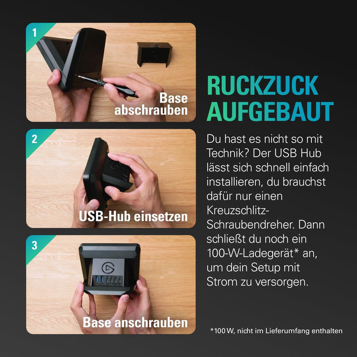 Elgato USB Hub – Für Stream Deck +, 2 USB-C-Anschlüsse/2 USB-A-Anschlüsse, Stromversorgung, SD-/micr