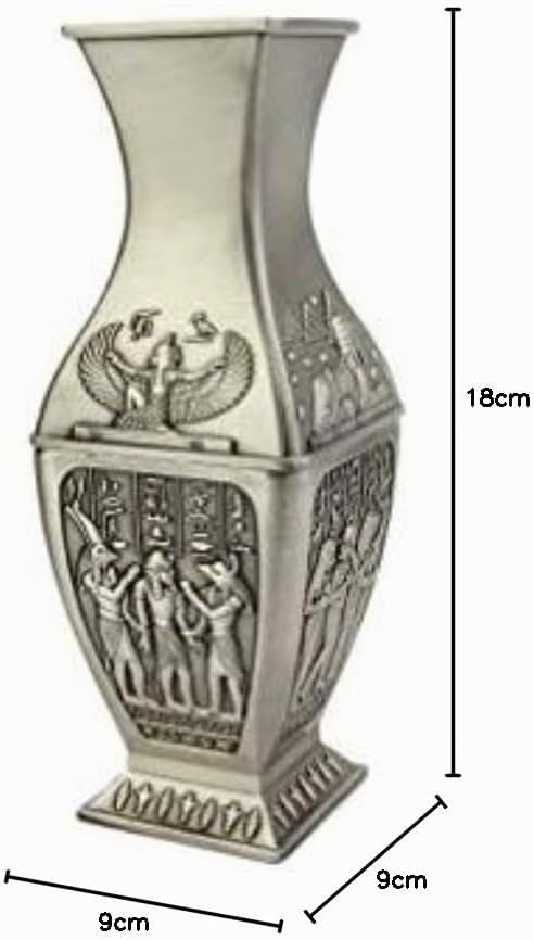 lachineuse - Ägyptische Vase, 18 cm – Stahl, Farbe Silber – Deko-Artikel Ägypten Antike – Anubis, Ho