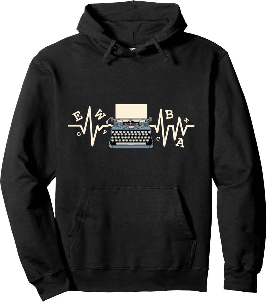 Writer Heartbeat Typewriter Characters Writing Book Lovers Pullover Hoodie