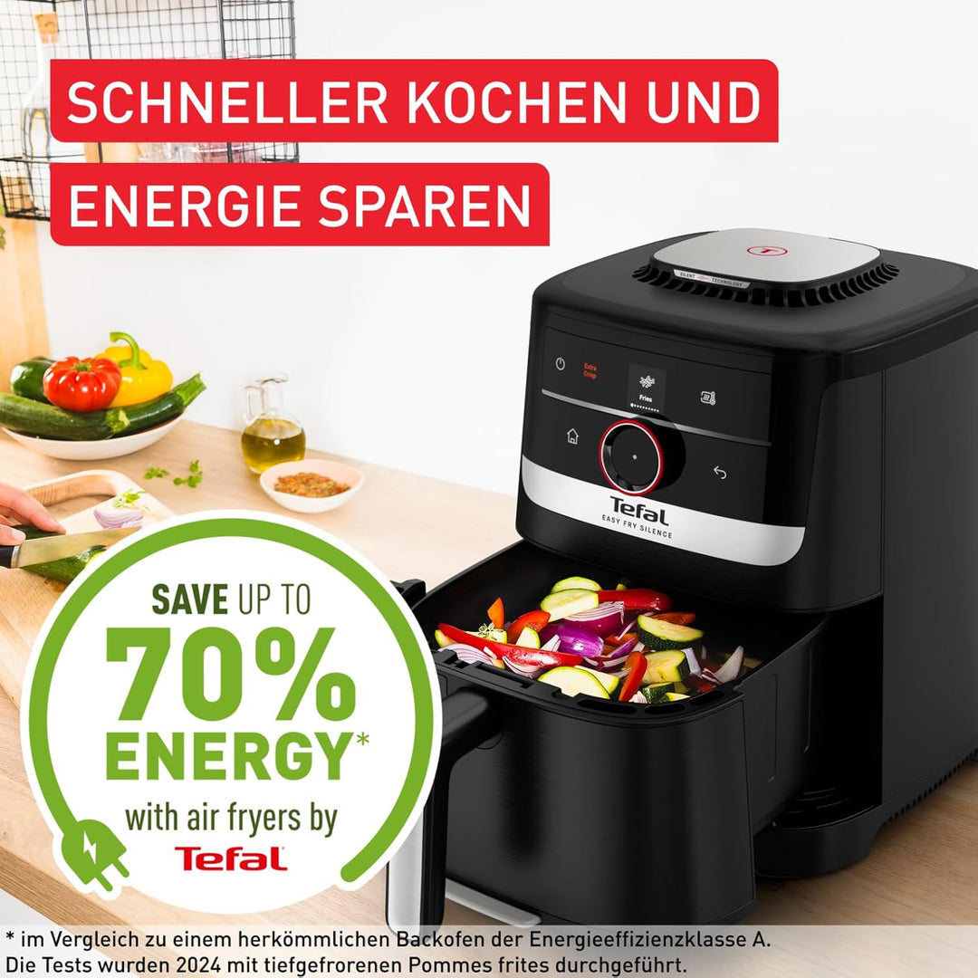 Tefal Easy Fry Smart & Silence Heissluftfritteuse, 5 Liter, extrem leise, Smart-Assist-System, von 4