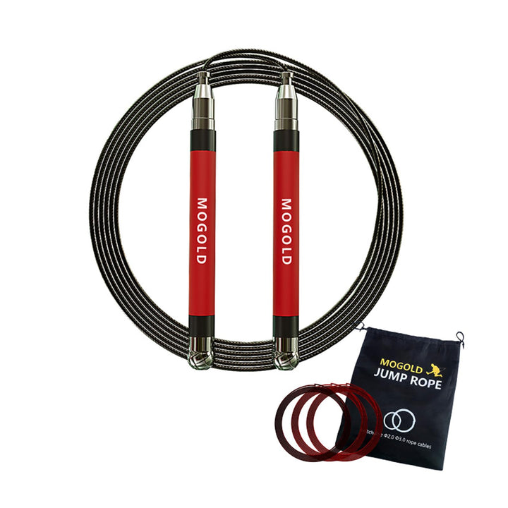 2-in-1 Speed Rope: 2mm for Boxing/MMA & 3mm for CrossFit - Tool-Free Adjustable Cable System with Du