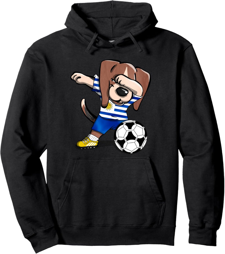 Dabbing Beagle Dog Uruguay Fussball - Uruguayische Flagge Pullover Hoodie