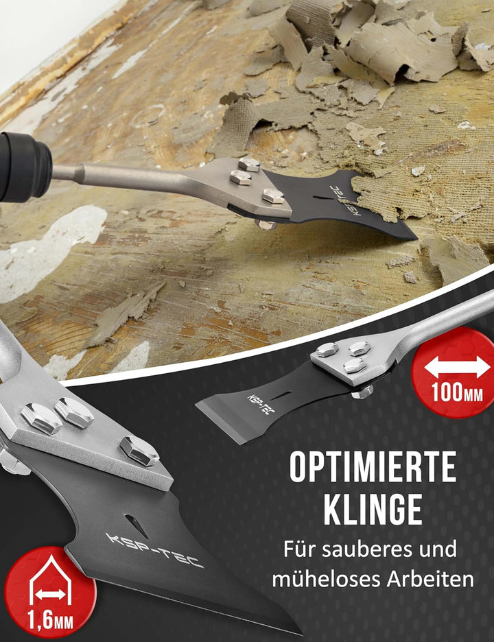 KSP-TEC® - SDS Plus Spachtelmeissel - ink. Ersatzklinge -Einfaches entfernen von Teppich, Bodenbeläg
