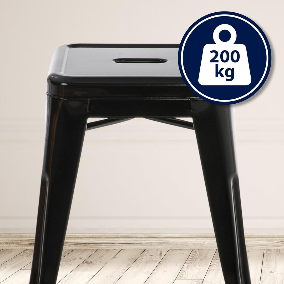 CLP Hocker Armin I Metallhocker stapelbar und pflegeleicht I Stapelhocker bis 200 kg belastbar I Sit