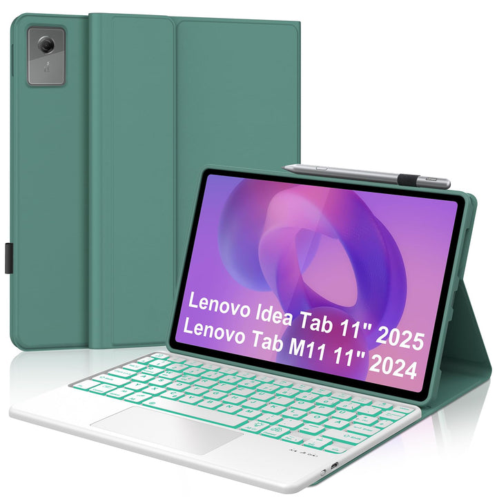 Hülle Tastatur für Lenovo Idea Tab 11 Zoll 2025/Lenovo Tab M11 11 Zoll 2024 Dunkelgrün -- Lenovo Ide