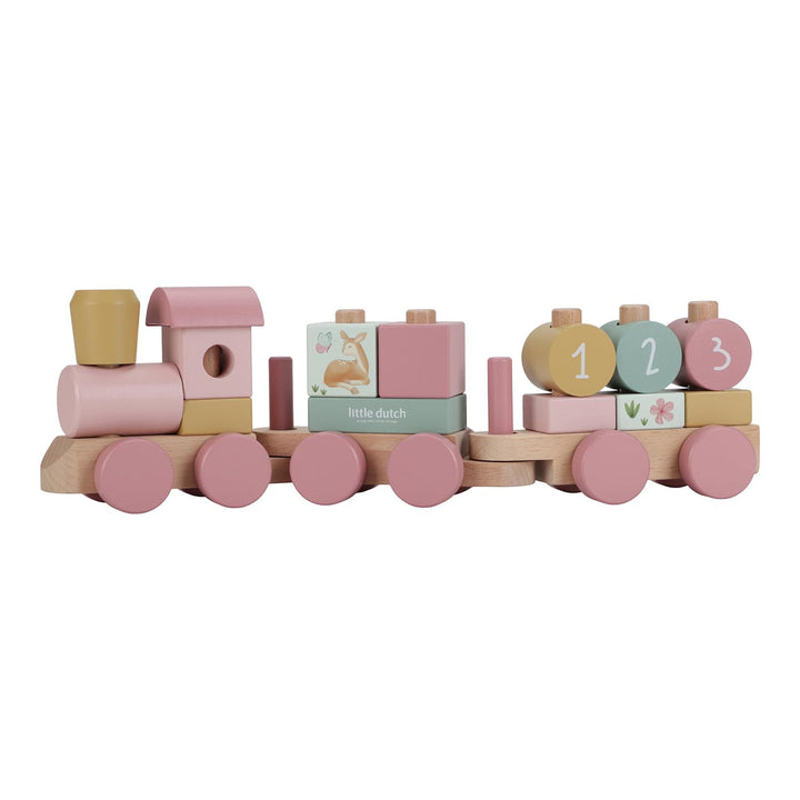 Little Dutch 7354 FSC Holz Eisenbahn Zug mit Steck-Formen - Fairy Garden rosa