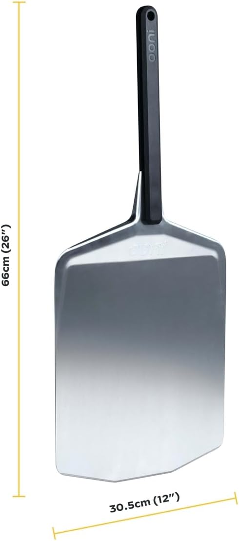 Ooni Pizzaschaufel 30 cm – Pizzaschieber aus superglattem Aluminium mit langem Griff – Pizzaschaufel