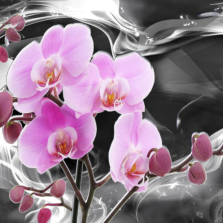 Runa Art - Bilder Blumen Orchidee 200 x 100 cm 5 Teilig XXL Wanddekoration Design Grau Rosa 203651c