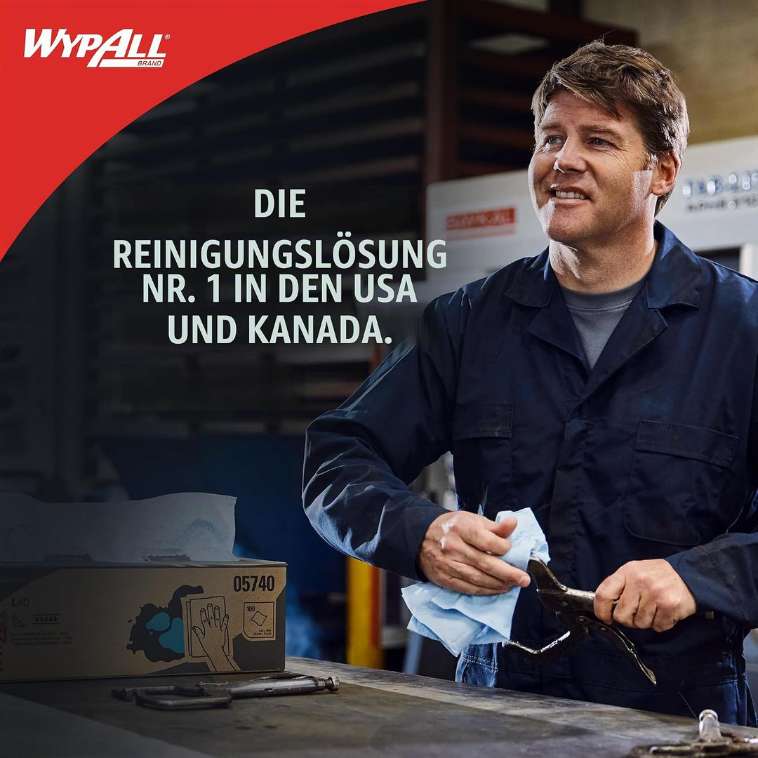 WypAll L40 Extrasaugfähige Tücher 7471 – Einmaltücher – 18 Packungen mit je 56 viertelgefalteten wei