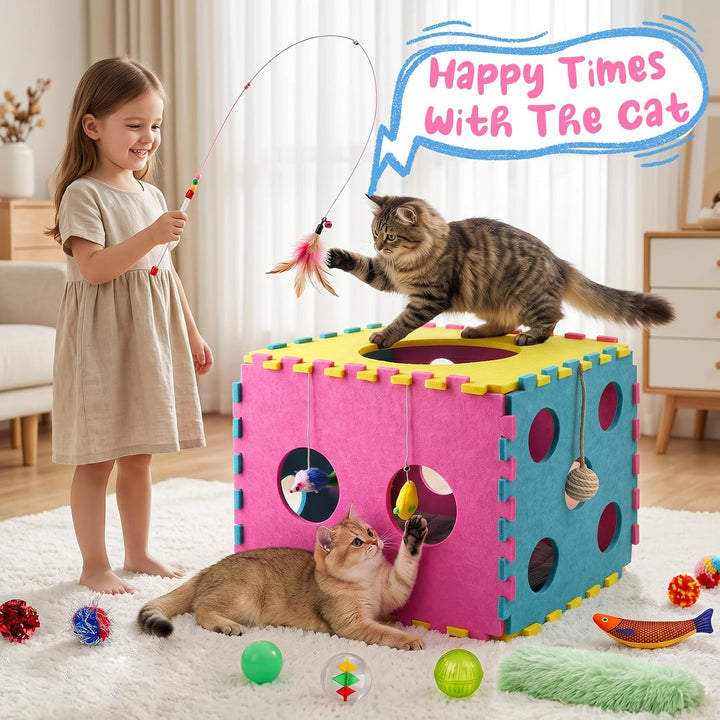 CENOVE 41 Stück interaktives Katzenspielzeug Set für Wohnungskatzen – inklusive weicher Matte, katze