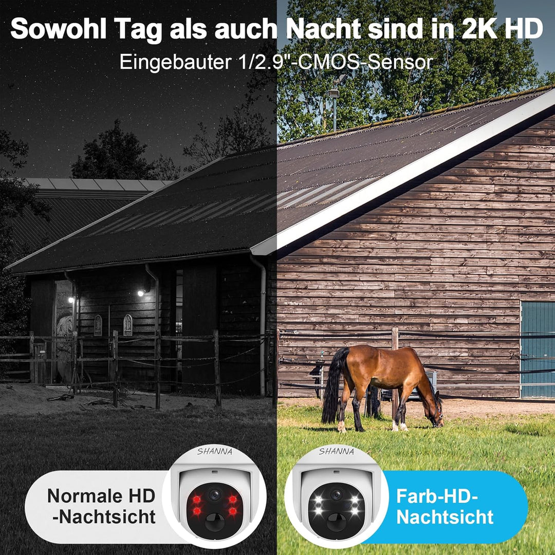 [Lebenslange Kostenlose Unbegrenzte Daten] 4G LTE Überwachungskamera mit eSIM Karte,2K LTE Kamera oh
