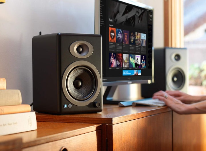 Audioengine Regallautsprecher - A5 Plus 150-W-Bluetooth-Lautsprecher für Heimkinos und Studios A5+ B