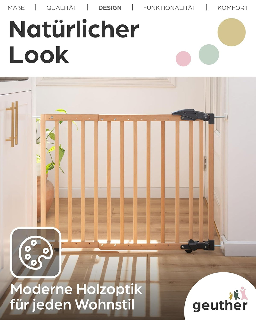 Geuther 2714 schwenkbares Türschutzgitter Passung: 68 cm - 102 cm Türgitter ohne Bohren Sicherheitsv