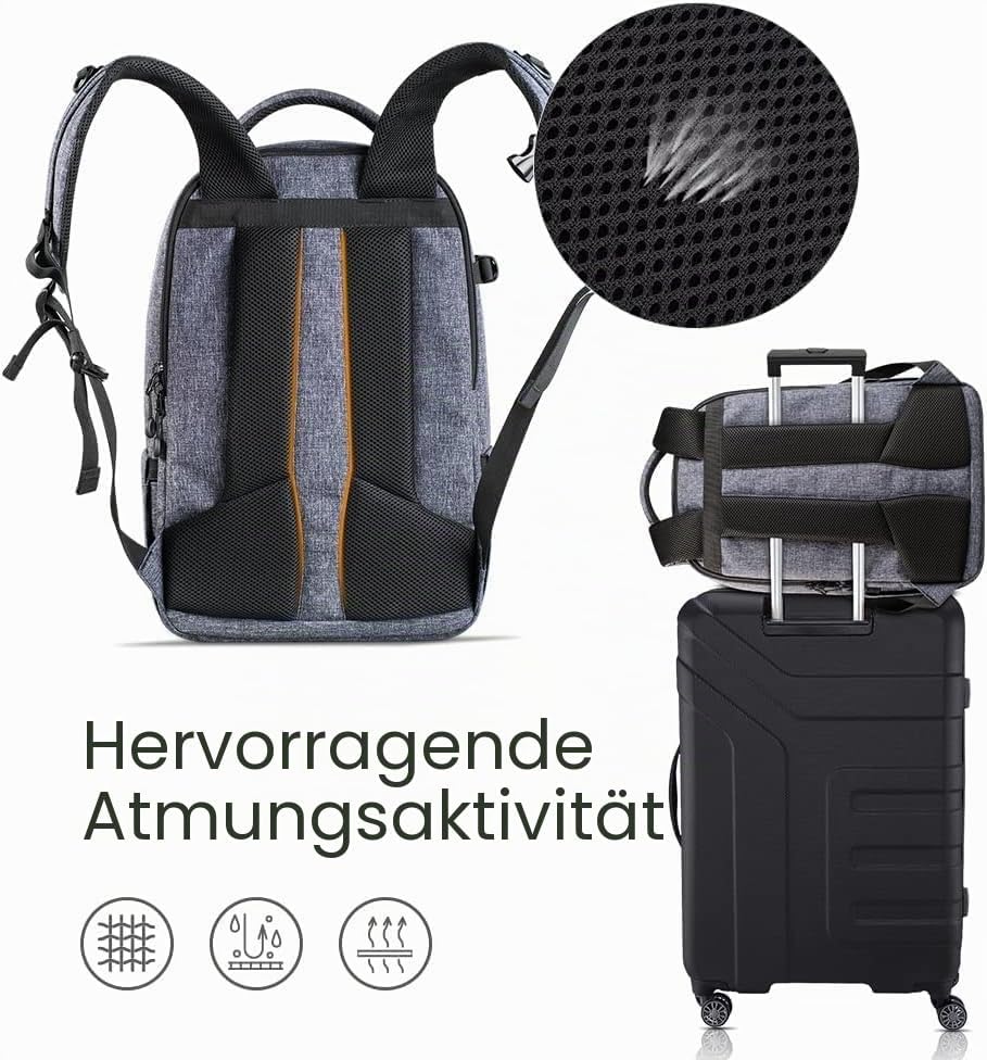 K&F CONCEPT 18L Kamerarucksack, Fotorucksack mit 15.6 Zoll Laptopfach, Grosse Kapazität Camera Backp