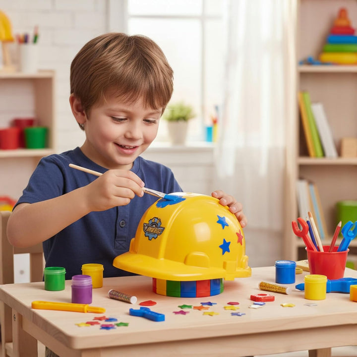 Gatuida 5 Stück Handwerkerhelm, Kinder Bauhelm Set für Kinder ab 3 Jahren, Rollenspiele, Geburtstag,
