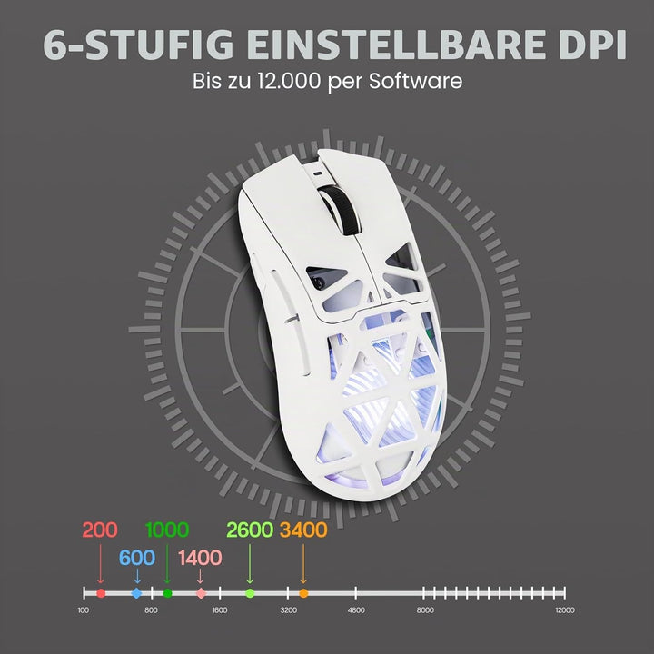 MechLands Aula SC620 Gaming-Maus, 2,4 GHz/USB-C/BT-Funkmaus mit 400-mAh-Akku, einstellbare 12.000 DP