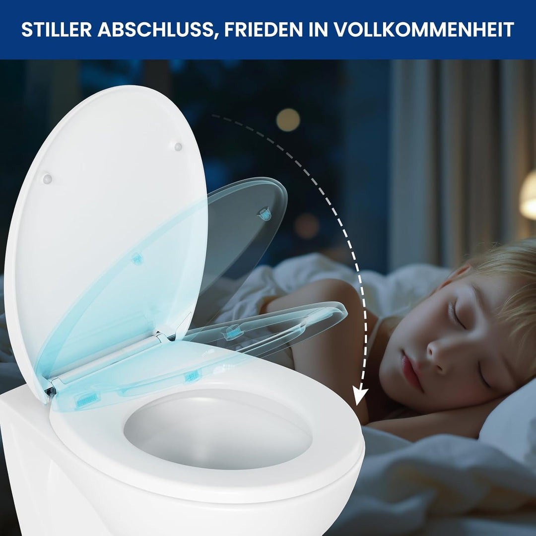 CECIPA Toilettendeckel mit Absenkautomatik, WC Sitz Oval, Klodeckel Absenkautomatik, Klobrille Weiss