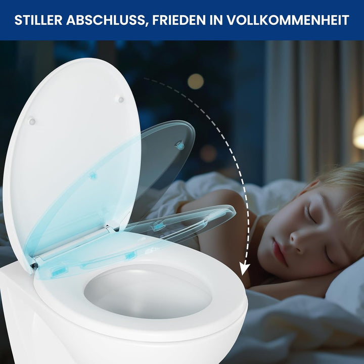 CECIPA Toilettendeckel mit Absenkautomatik, WC Sitz Oval, Klodeckel Absenkautomatik, Klobrille Weiss