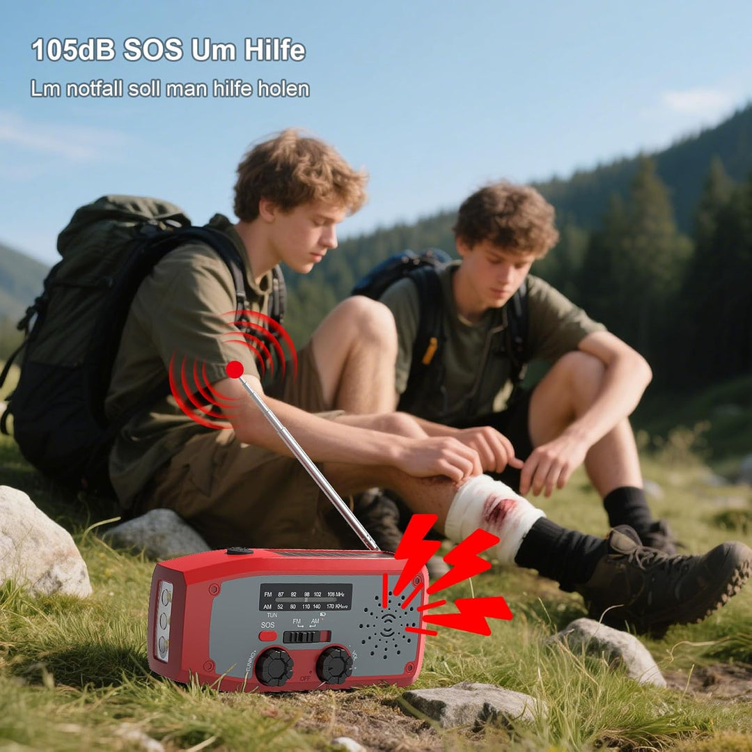 Notfall-Solarradio, kurbelradio Notfall weltempfänger testsiege mit LED-Taschenlampe, SOS-Alarm,AM/F