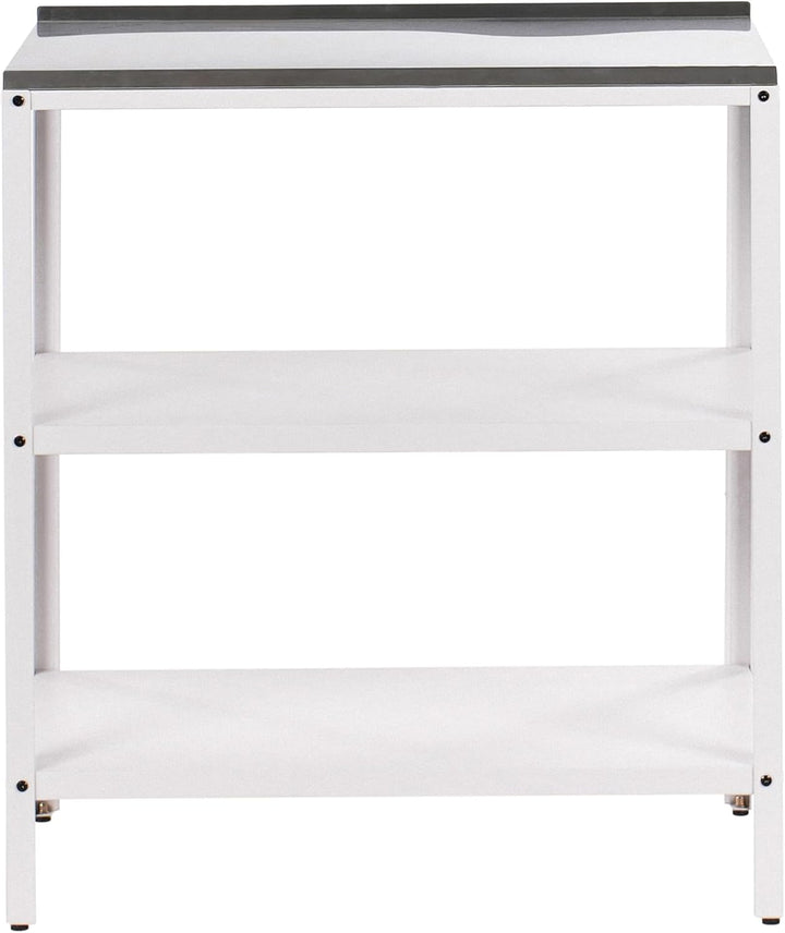 Beliani Outdoor-Kücheninsel Stahl weiss mit Edelstahlplatte Silber modern Vilama