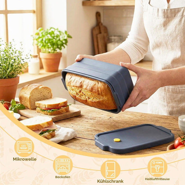 Brotbackform Silikon mit Deckel, BPA-Freie, Antihaftbeschichtete, Flexible Backform, Hitzebeständige