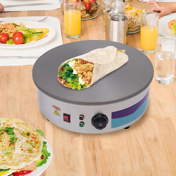 Crepes Maker mit Spachtel&Spatel,Professionelle Runde Crepesplatte Pfannkuchen-Maschine Einstellbare