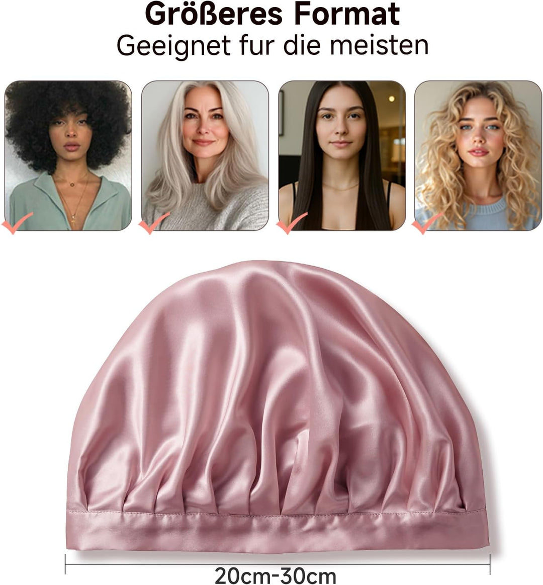 Kaome 22 Momme 100% Maulbeerseide Schlafmütze Verstellbar, 6A Doppelseitige Nachtmütze aus Seide, Fü