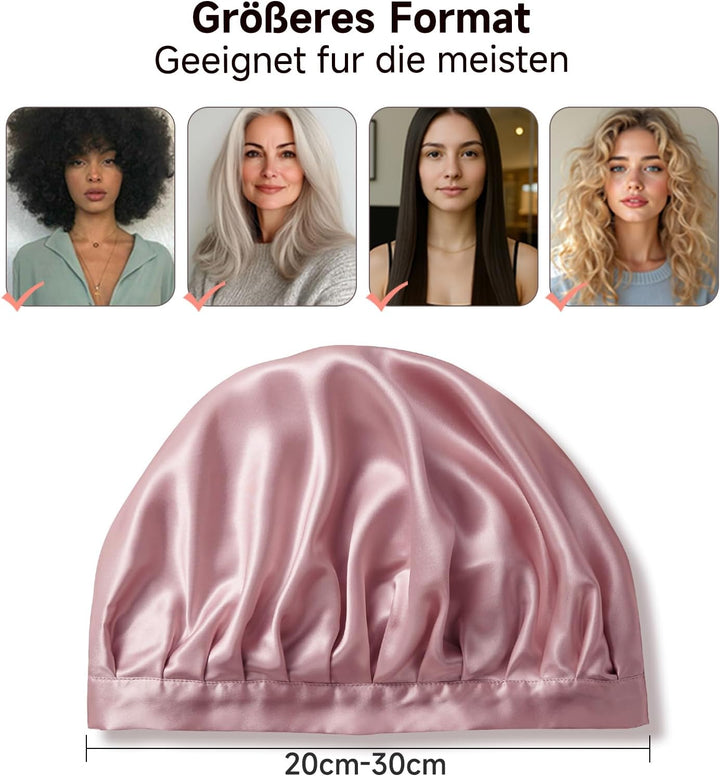 Kaome 22 Momme 100% Maulbeerseide Schlafmütze Verstellbar, 6A Doppelseitige Nachtmütze aus Seide, Fü