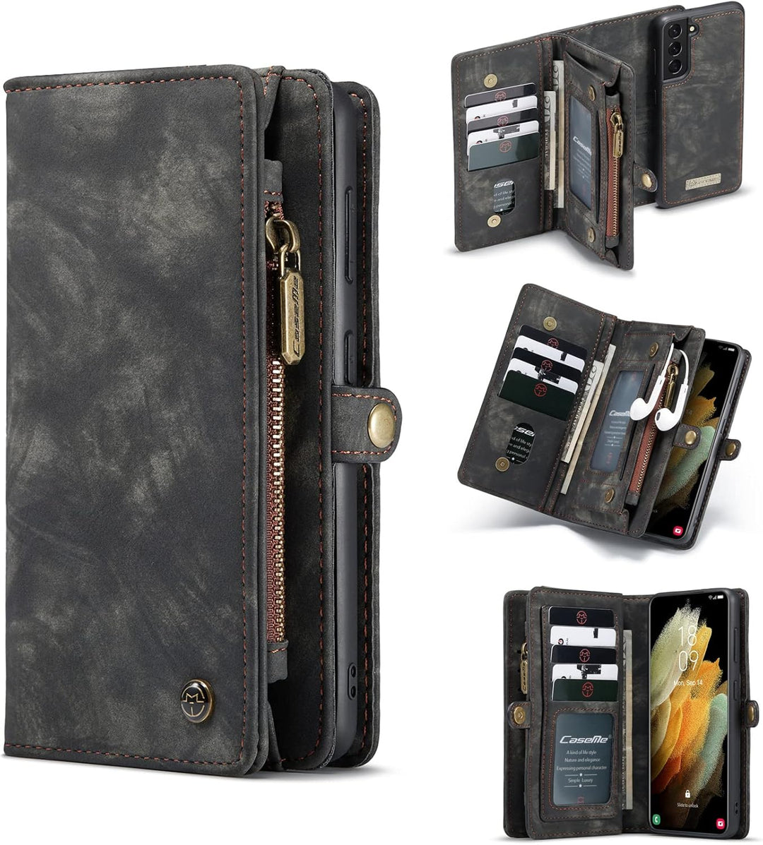 Yidai-Silu iPhone 14 Pro Max Handy Hülle 【Abnehmbar, Mutil-Funktion】 Wallet Case Magnet Tasche PU Le
