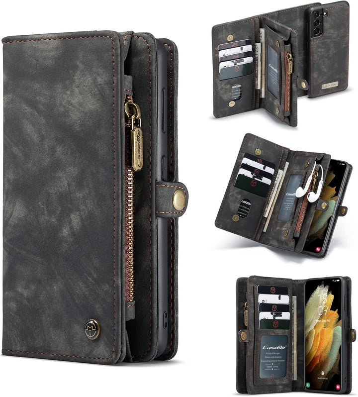 Yidai-Silu iPhone 14 Pro Max Handy Hülle 【Abnehmbar, Mutil-Funktion】 Wallet Case Magnet Tasche PU Le
