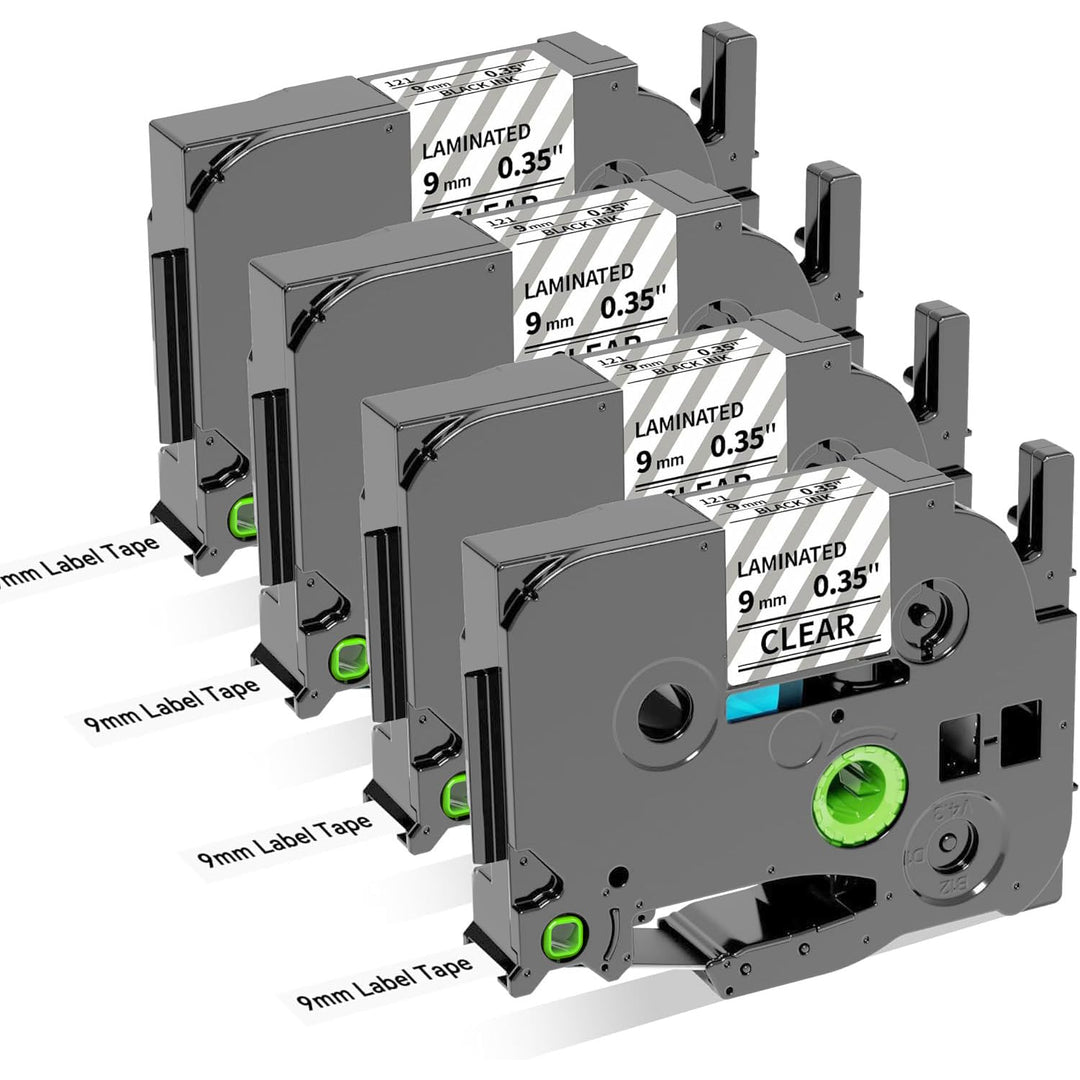 TZe-121 Kompatibel mit Brother P-Touch Bänder 9mm TZe121 | Laminierte | Clear Schriftbänder Kompatib