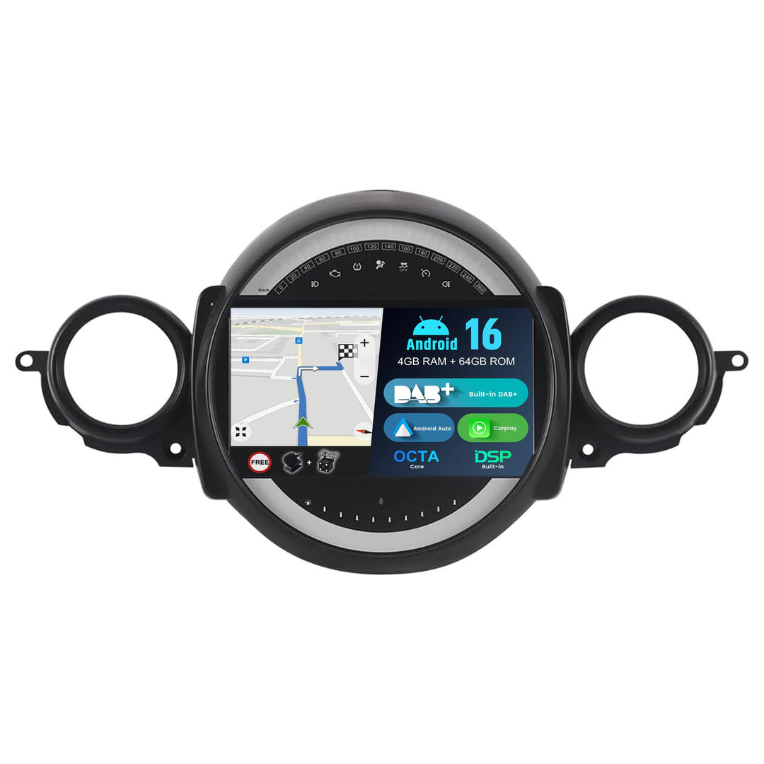 Android 15 IPS Autoradio - [Eingebaut DAB] - Passt für BMW Mini Cooper R55 R56 (2007-2013) - Kabello