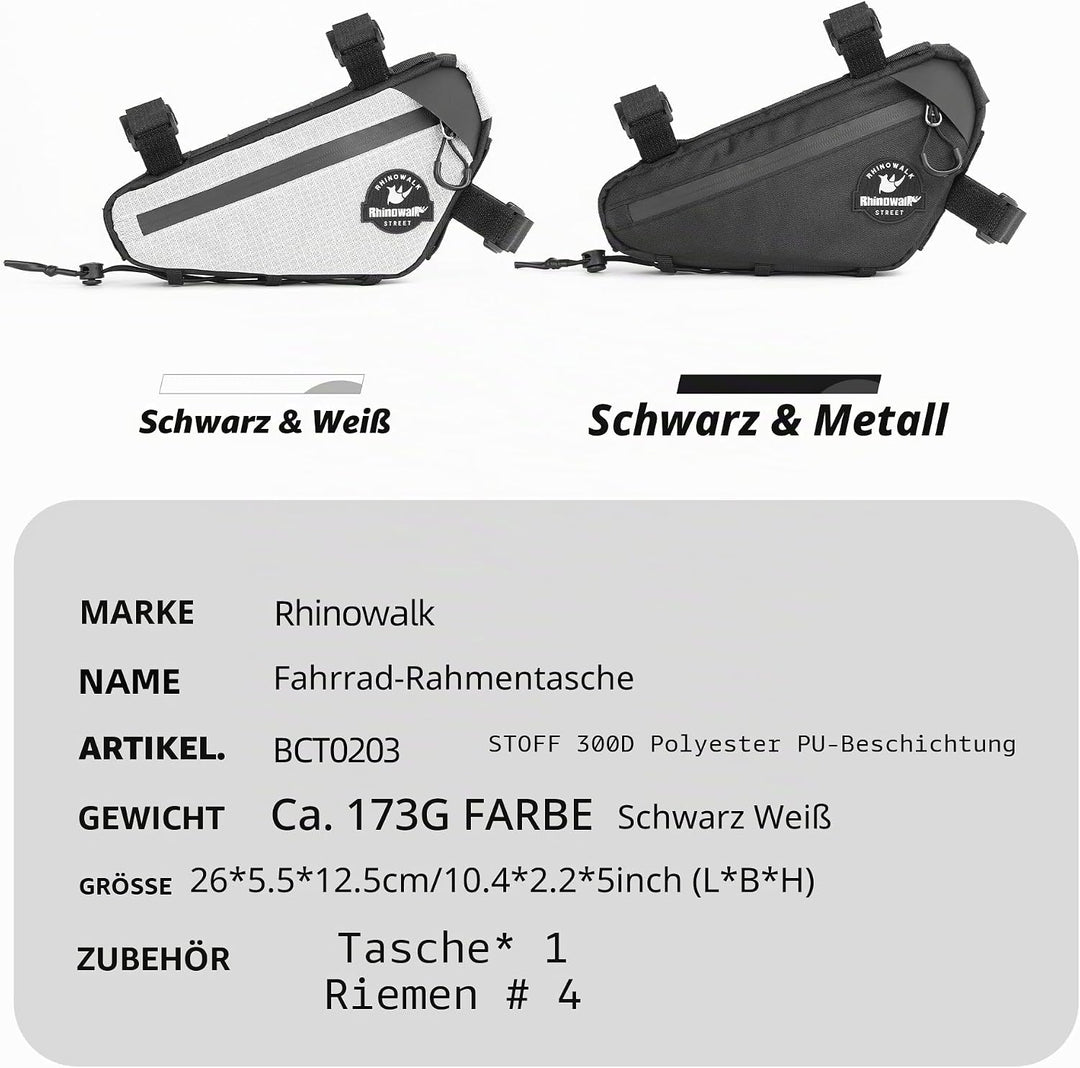 Rhinowalk Fahrrad-Rahmentasche Dreieck – wasserdichte 1L Rahmentasche mit Kabelausgang &amp; Pumpenhalte